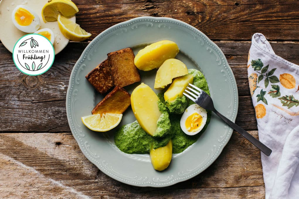 Frankfurter Grüne Soße mit Kartoffeln und Tofu